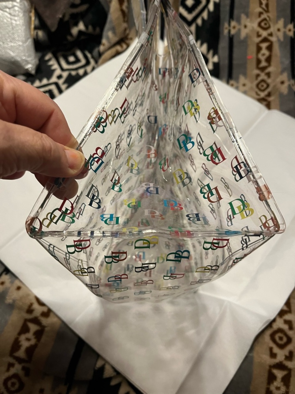 Dooney & Bourke NWT Clear Tote with Multicolor DB Logo and Cream Handles - Picture 6 of 10